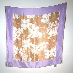 Vintage - Baar & Beards - Purple Floral 100% Silk Scarf - Made in Japan